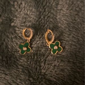 Gold and Green Kendra Scott Dangle Earrings